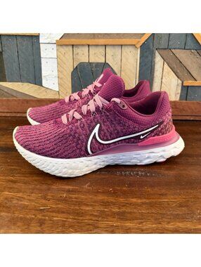 Nike Women's React Infinity Run Flyknit 3 Shoes Bordeaux Purple Pink Sz 8